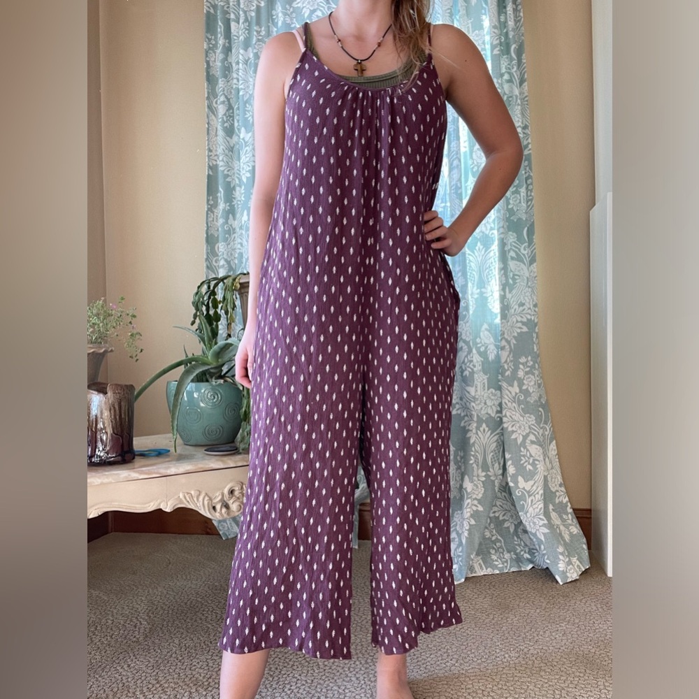 rayon burgundy boho hippie cropped wide leg oversized jumpsuit